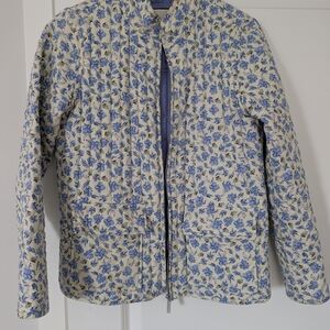 Blue Floral Women's Quilted Jacket